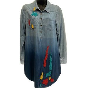 ombre embelished JforJystify chambray Shirt dress, it's a pullover tight medium